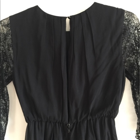 100%Silk Alice + Olivia Shirred Lace Sleeve Dress - Picture 9 of 16
